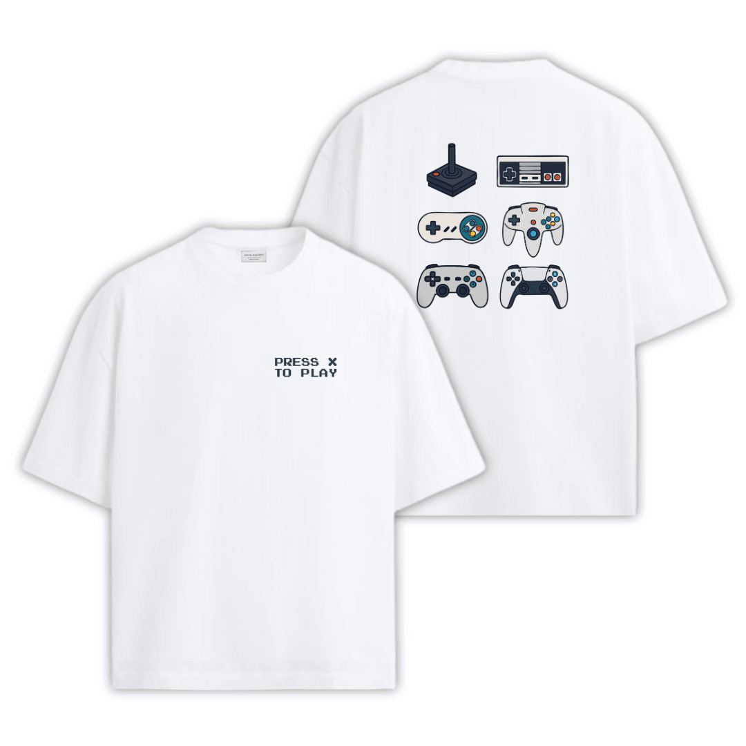 PRESS X TO PLAY Beyaz T-shirt