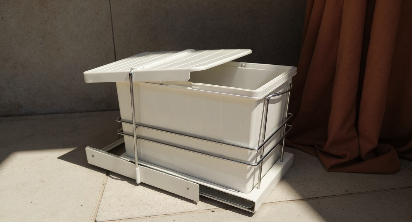 Evizmo 25 L Gri Raylı Çöp Kovası – Dolap İçi Otomatik Kapaklı