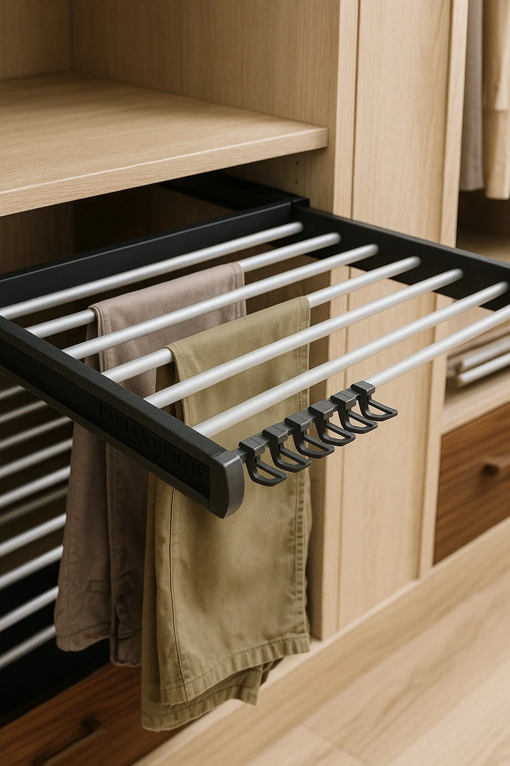 Evizmo Raylı Pantolonluk Askılığı – Dolap İçi Raylı Sistem