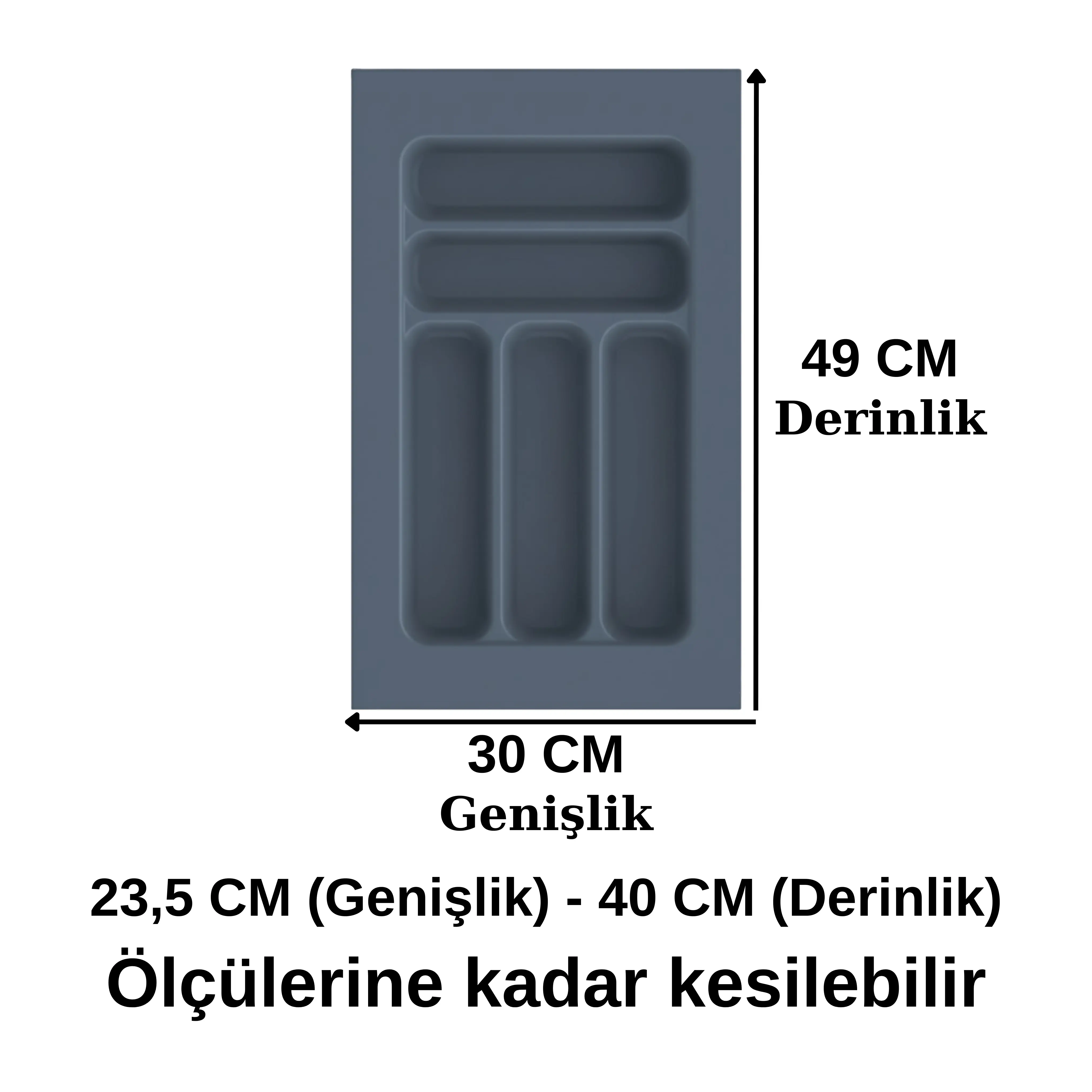 Evizmo Çekmece İçi Kesilebilir Kaşıklık 42x49 cm – Antrasit Renk
