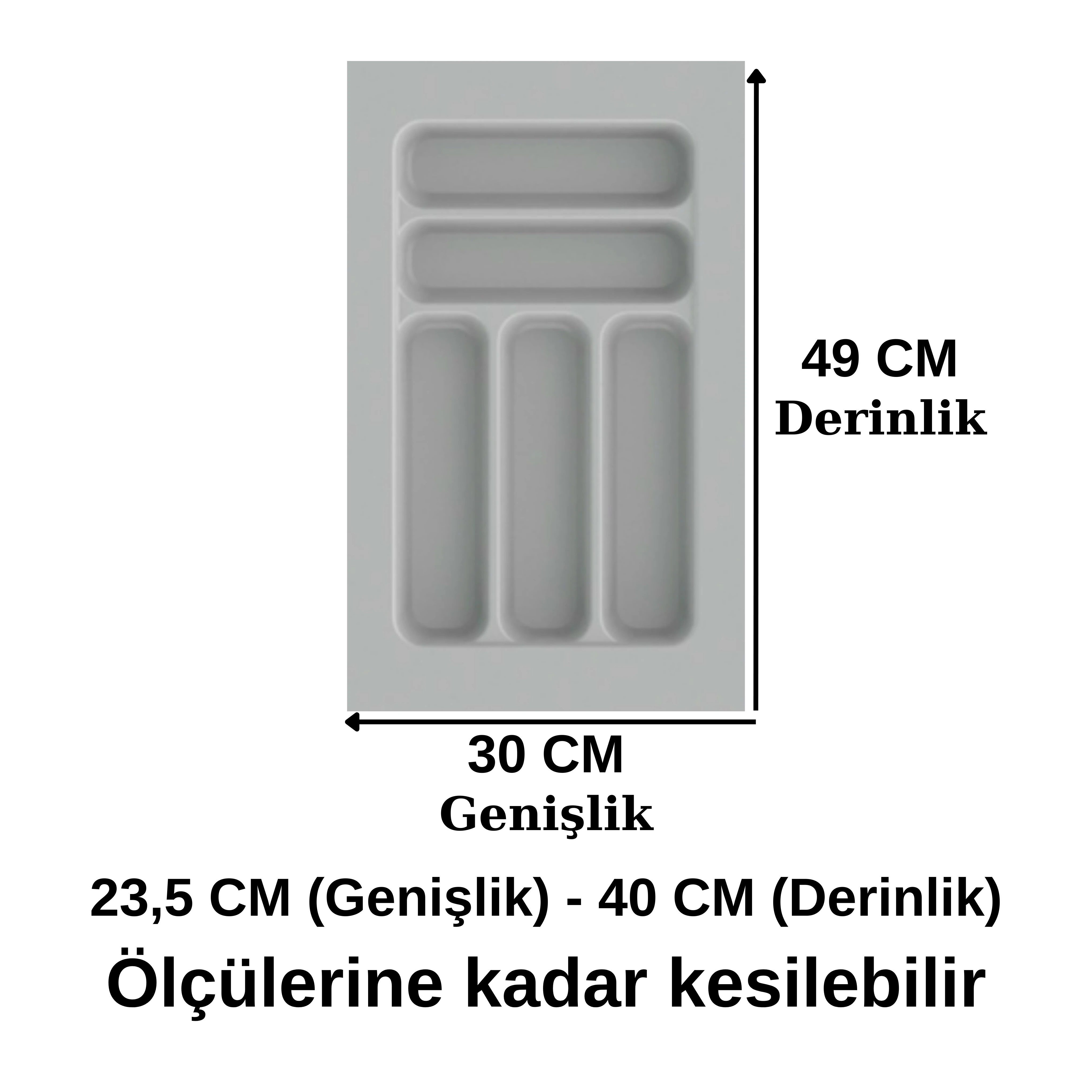 Evizmo Çekmece İçi Kesilebilir Kaşıklık – Gri Renk