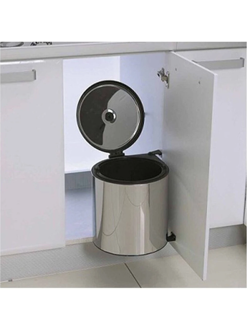 Evizmo 11 L Paslanmaz Çelik Dolap İçi Kapağa Monte Çöp Kovası