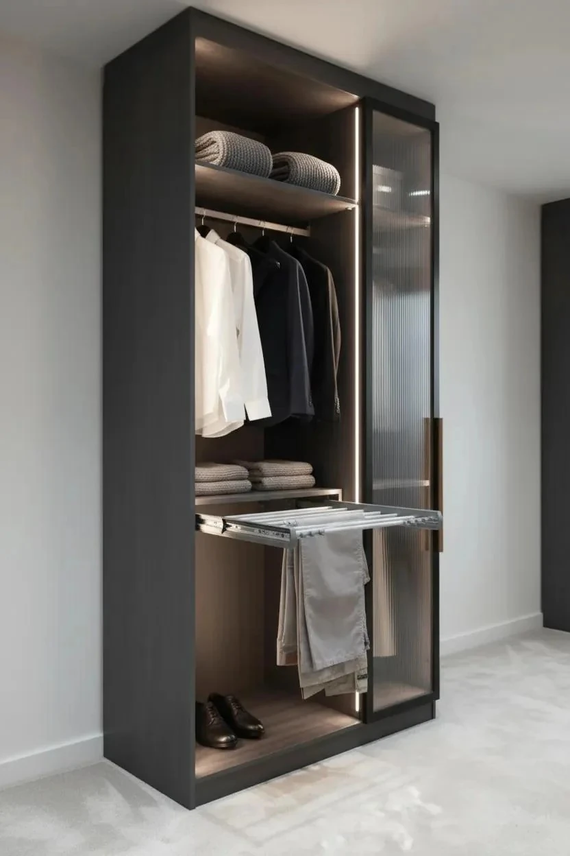 Evizmo Raylı Pantolonluk Askılığı - Teleskopik Dolap İçi Raylı Düzenleyici - Genişlik 65 cm x Derinlik 47 cm