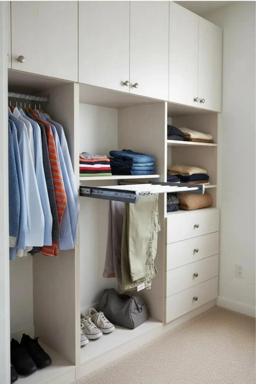 Evizmo Raylı Pantolonluk Askılığı - Teleskopik Dolap İçi Raylı Düzenleyici - Genişlik 85 cm x Derinlik 47 cm