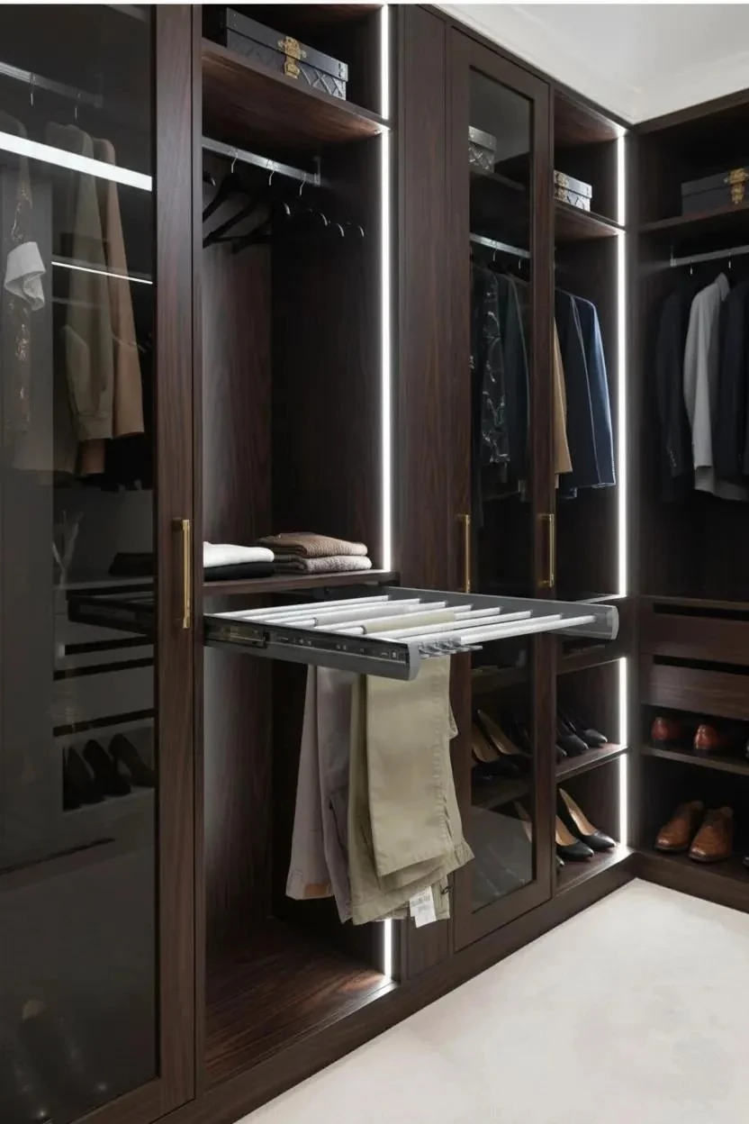 Evizmo Raylı Pantolonluk Askılığı - Teleskopik Dolap İçi Raylı Düzenleyici - Genişlik 90 cm x Derinlik 47 cm