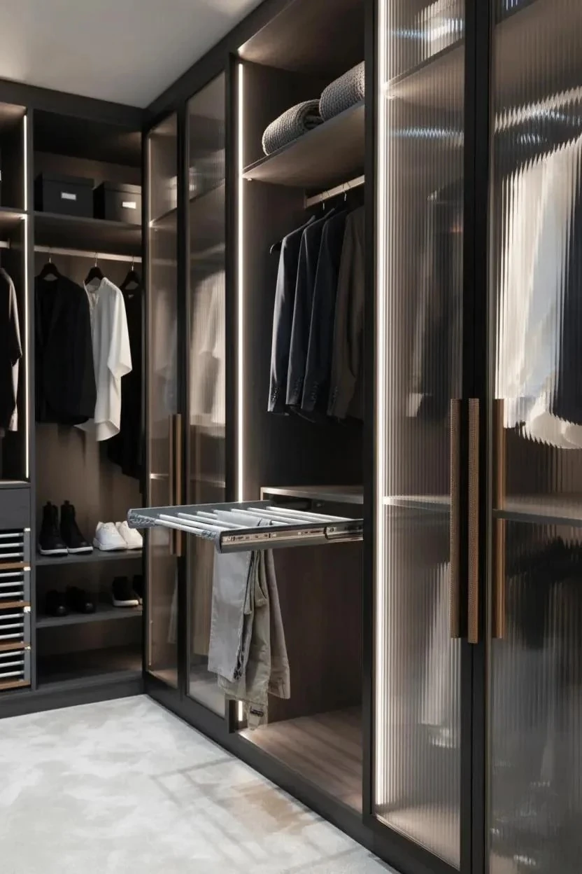 Evizmo Raylı Pantolonluk Askılığı - Teleskopik Dolap İçi Raylı Düzenleyici - Genişlik 60 cm x Derinlik 47 cm