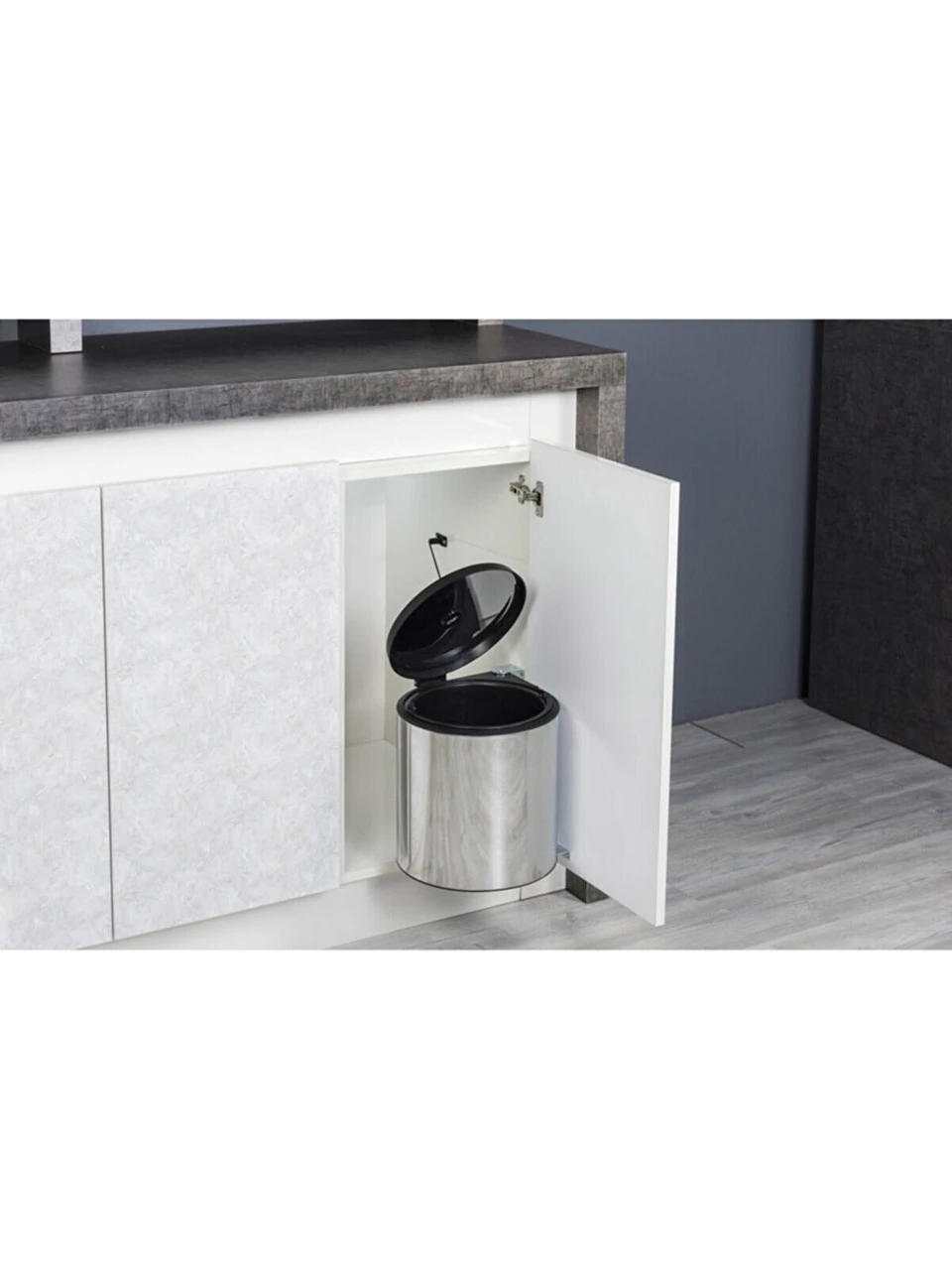 Evizmo 11 L Paslanmaz Çelik Dolap İçi Kapağa Monte Çöp Kovası