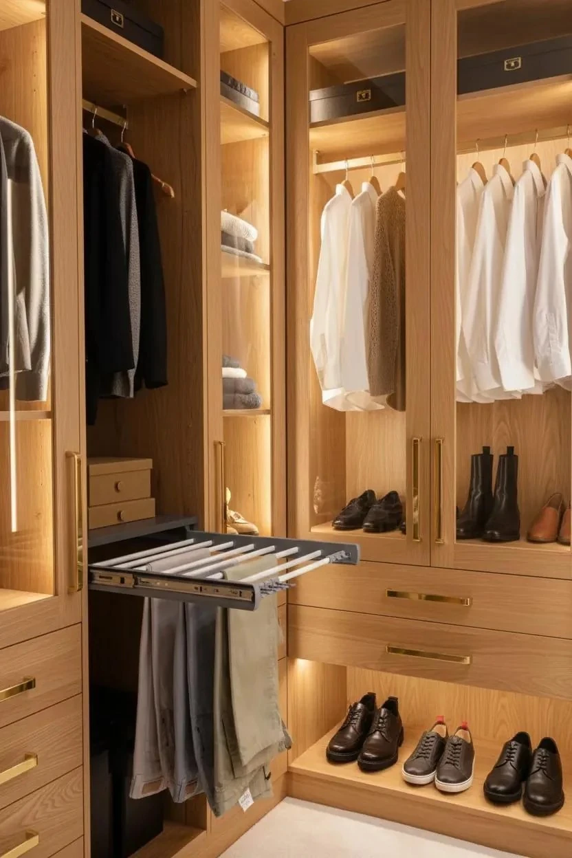 Evizmo Raylı Pantolonluk Askılığı - Teleskopik Dolap İçi Raylı Düzenleyici - Genişlik 50 cm x Derinlik 47 cm