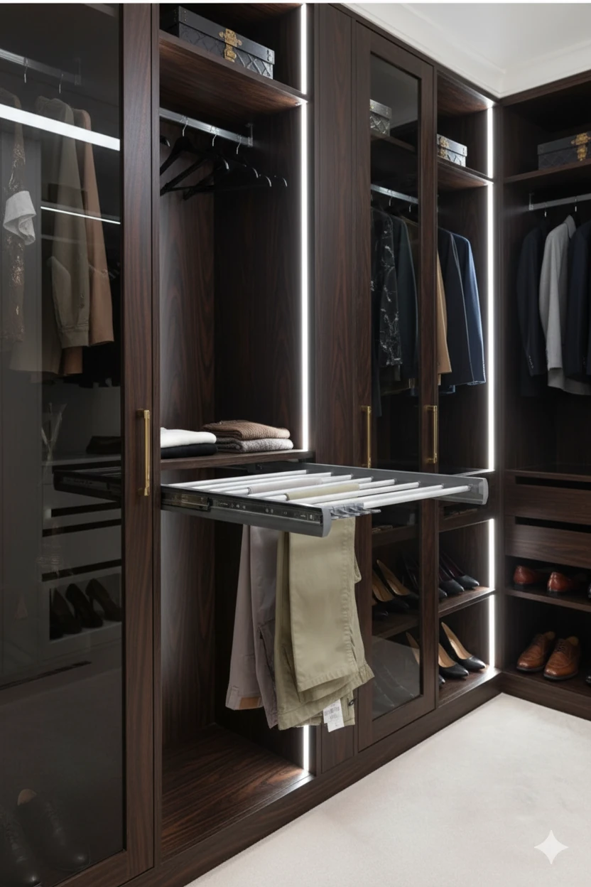 Evizmo Raylı Pantolonluk Askılığı – Dolap İçi Raylı Sistem