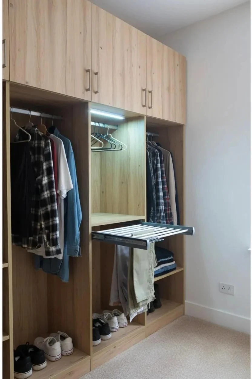 Evizmo Raylı Pantolonluk Askılığı - Teleskopik Dolap İçi Raylı Düzenleyici - Genişlik 55 cm x Derinlik 47 cm