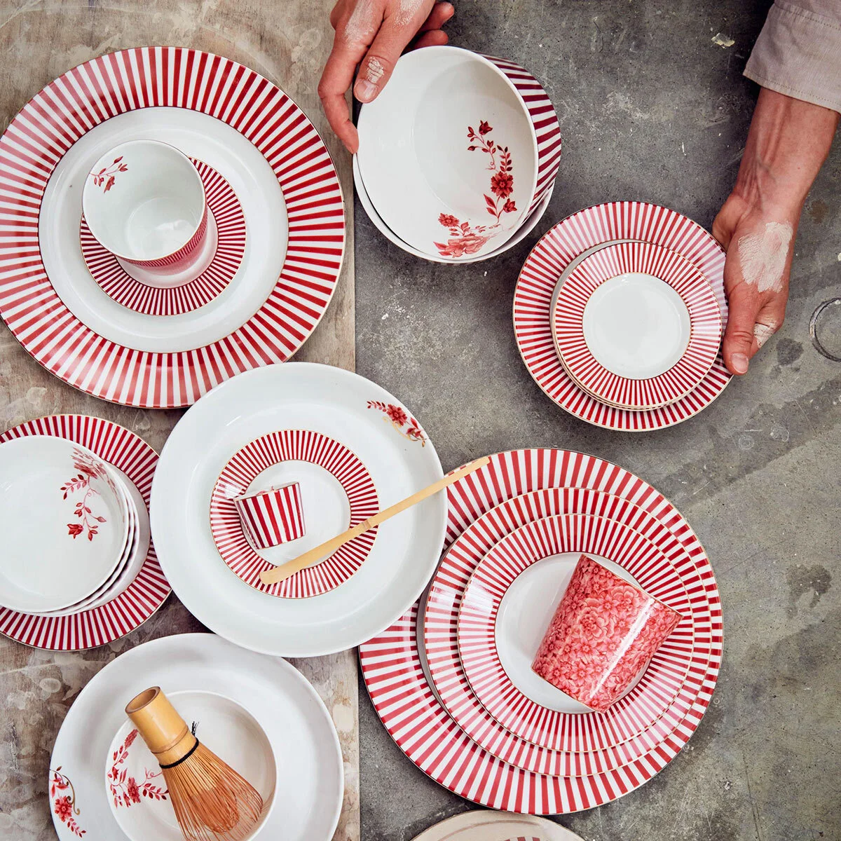 Pembe Porselen Yemek Tabağı 26,5 Cm Royal Stripes Collection by Pip Studio