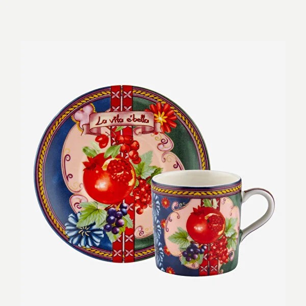 Mavi Yeşil Porselen Kahve Fincan Seti 120 Ml Capri Collection by Chiara Alessi