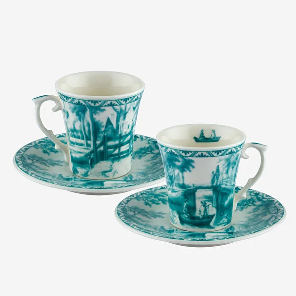Yeşil Porselen Kahve Fincan Seti 90 Ml Romance Collection by Chiara Alessi