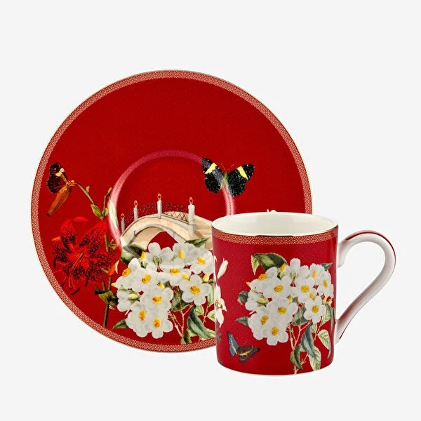 Kırmızı Porselen Kahve Fincan Seti 90 Ml Butterfly Walley Collection by Chiara Alessi