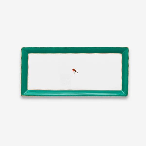 Yeşil Porselen Servis Tabağı 33,3X15,5 Cm Love Birds Collection by Pip Studio