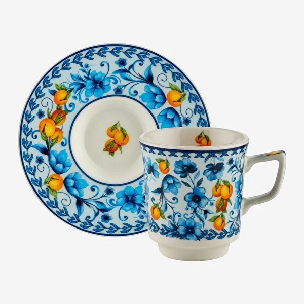 Mavi Porselen Kahve Fincan Seti 120 Ml Arancia Collection by Chiara Alessi
