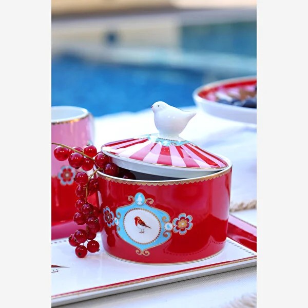 Kırmızı Porselen Şekerlik 300 Ml Love Birds Collection by Pip Studio