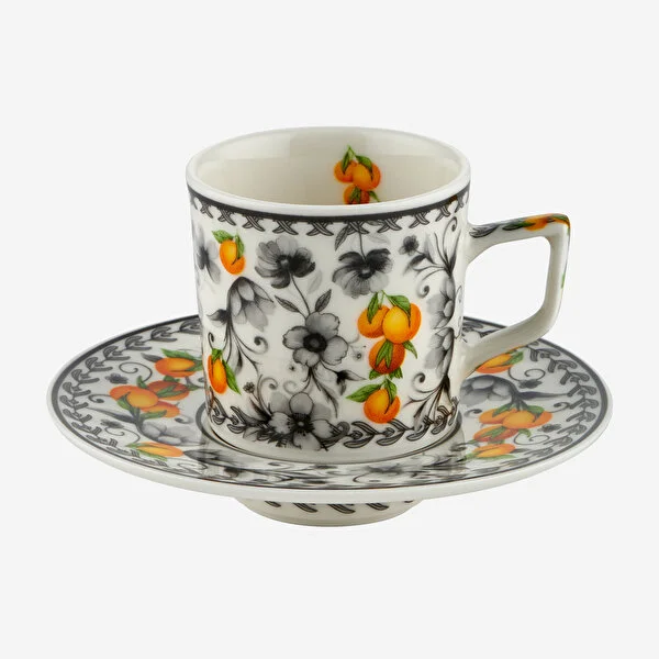 Gri Porselen Kahve Fincan Seti 120 Ml Arancia Collection by Chiara Alessi
