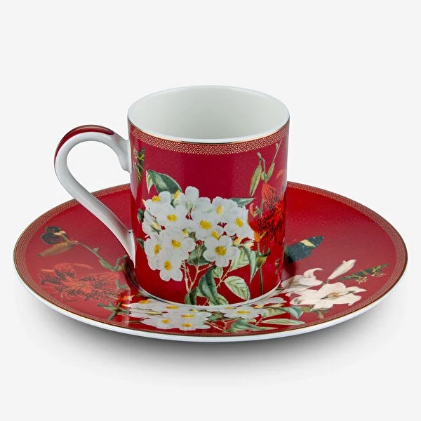 Kırmızı Porselen Kahve Fincan Seti 90 Ml Butterfly Walley Collection by Chiara Alessi