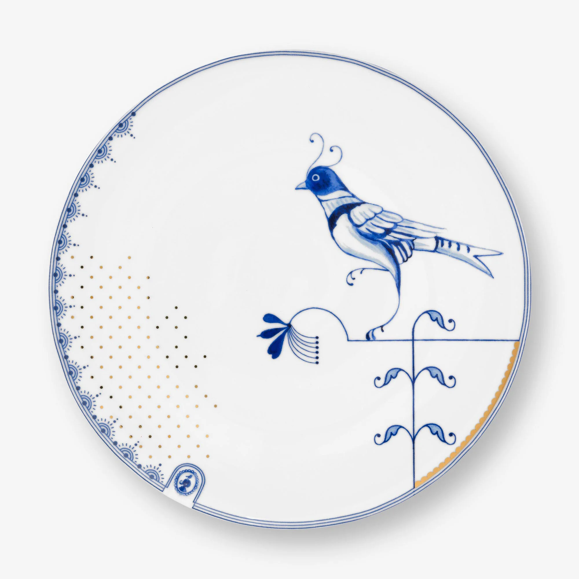 Beyaz Porselen Yemek Tabağı 25,5 Cm Blue Bird Collection by Pip Studio
