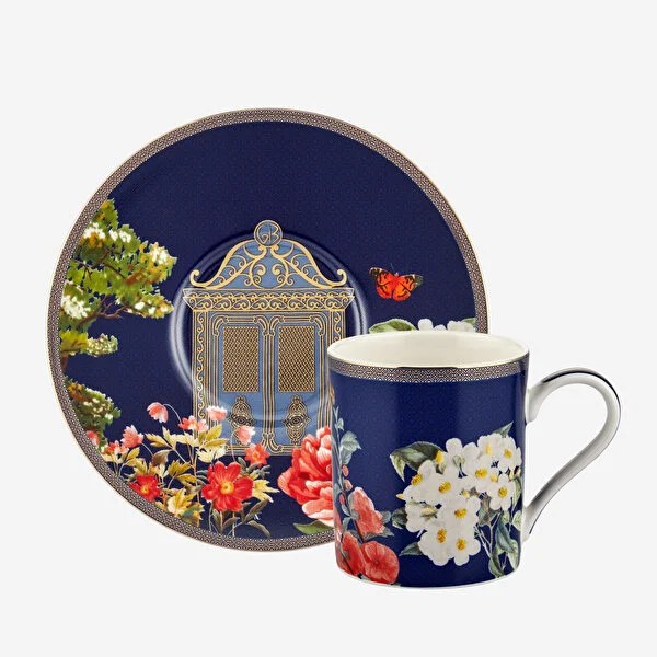 Lacivert Porselen Kahve Fincan Seti 90 Ml Butterfly Walley Collection by Chiara Alessi