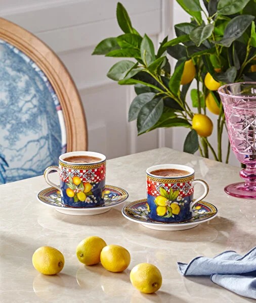 Mavi Porselen Kahve Fincan Seti 120 Ml Capri Collection by Chiara Alessi