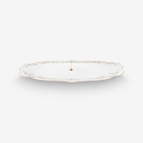 Beyaz Porselen Servis Tabağı 40 Cm Royal Gold White Collection by Pip Studio