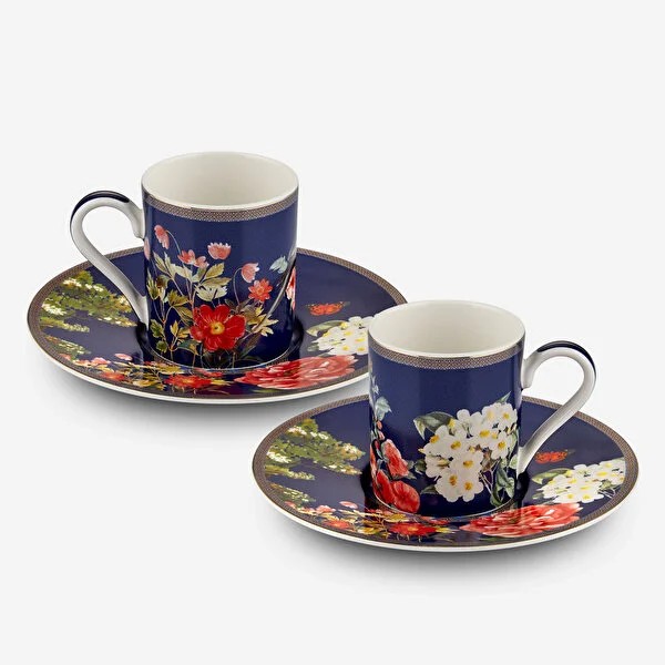 Lacivert Porselen Kahve Fincan Seti 90 Ml Butterfly Walley Collection by Chiara Alessi