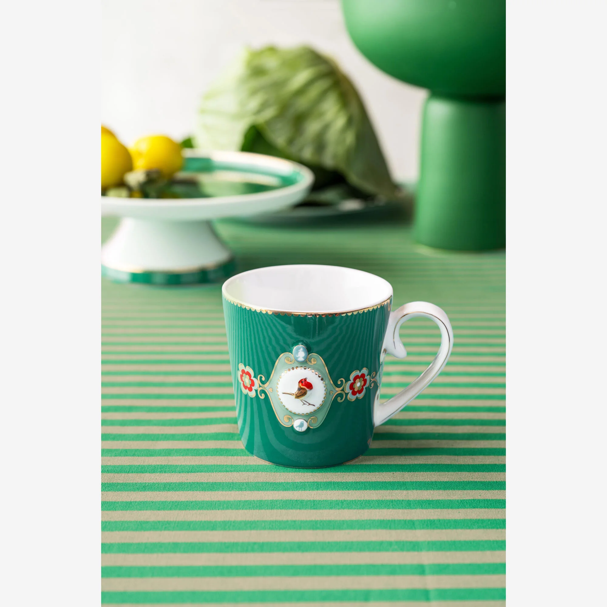 Yeşil Porselen Kupa 250 Ml Love Birds Collection by Pip Studio