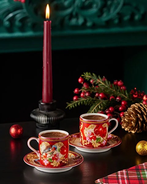 Kırmızı Porselen Kahve Fincan Seti 120 Ml Capri Collection by Chiara Alessi