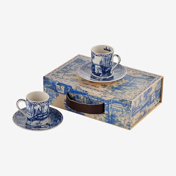 Mavi Porselen Kahve Fincan Seti 90 Ml Romance Collection by Chiara