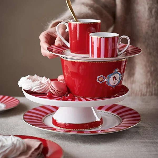 Kırmızı Porselen Kase 15 Cm Love Birds Collection by Pip Studio