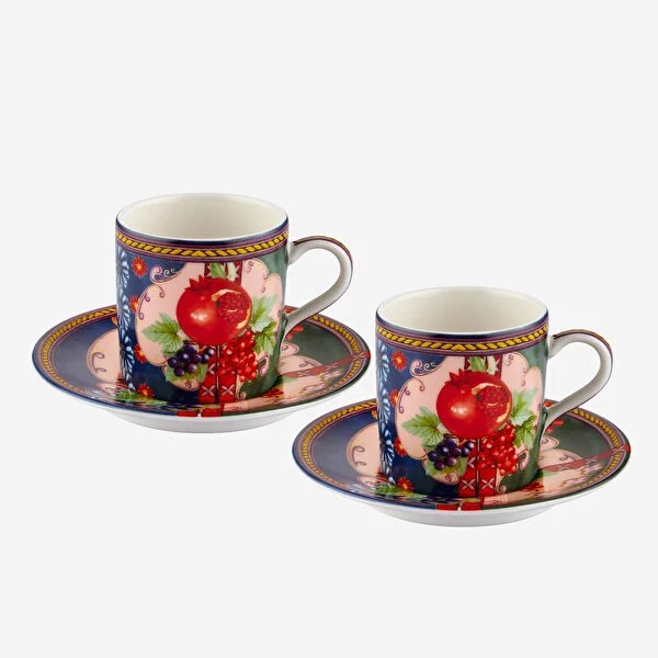 Mavi Yeşil Porselen Kahve Fincan Seti 120 Ml Capri Collection by Chiara Alessi
