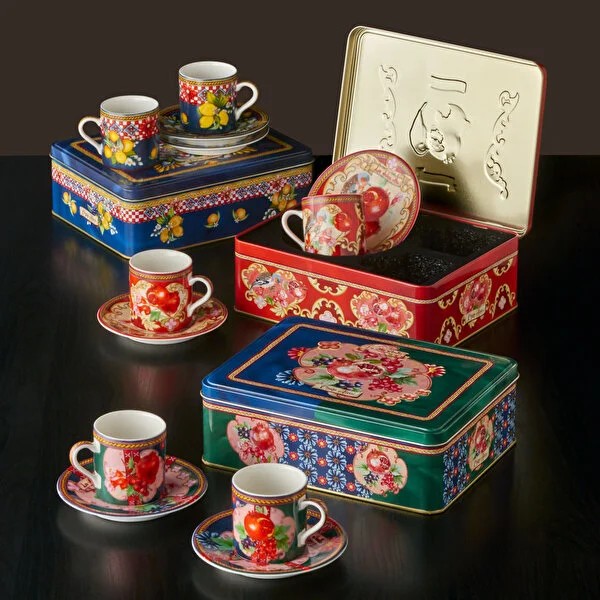 Mavi Yeşil Porselen Kahve Fincan Seti 120 Ml Capri Collection by Chiara Alessi