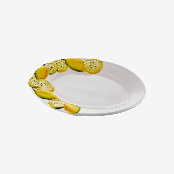 Beyaz Seramik Servis Tabağı 22X14 Cm Limoni Collection by Edelweiss Italy