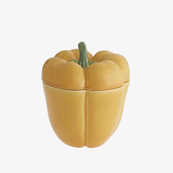 Sarı Seramik Saklama Kabı 22 Cm Pepper Collection by Bordallo Pinheiro