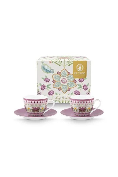 Mor Porselen Kahve Fincan Seti 120 Ml Lily & Lotus Collection by Pip Studio
