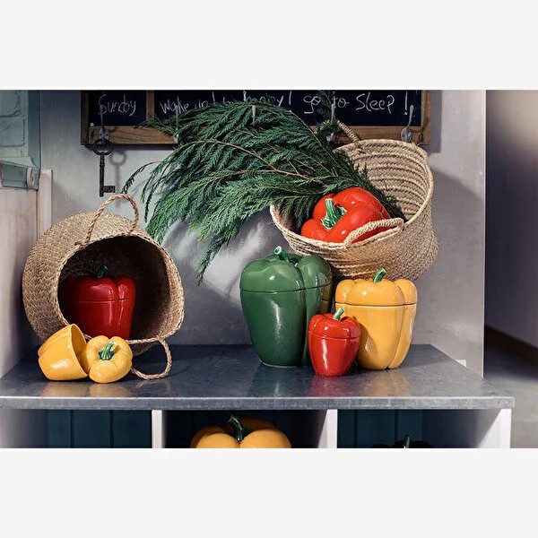 Kırmızı Seramik Saklama Kabı 22 Cm Pepper Collection by