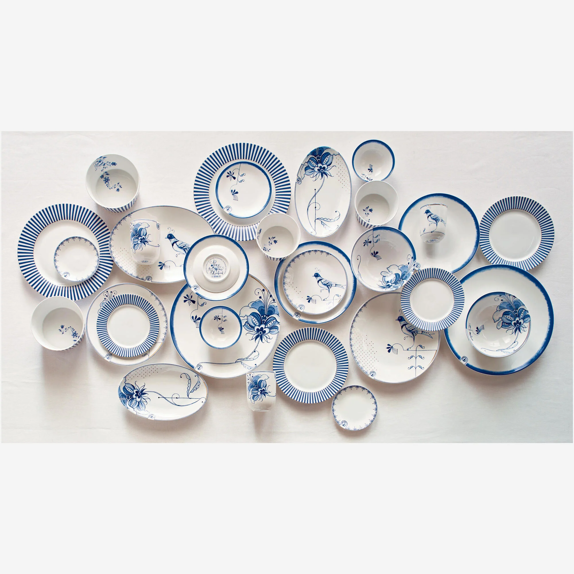 Beyaz Porselen Pasta Tabağı 18 Cm Blue Bird Collection by Pip Studio