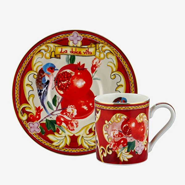 Kırmızı Porselen Kahve Fincan Seti 120 Ml Capri Collection by Chiara Alessi