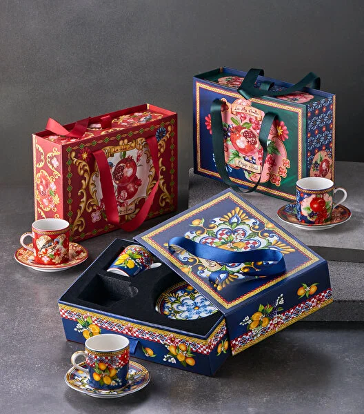 Kırmızı Porselen Kahve Fincan Seti 120 Ml Capri Collection by Chiara Alessi