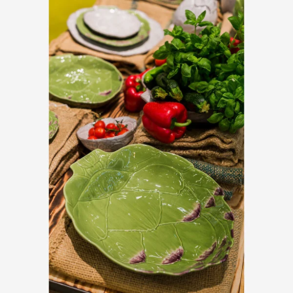 Yeşil Seramik Servis Kasesi 35,5 Cm Artichoke Collection by Bordallo Pinheiro