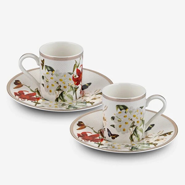 Beyaz Porselen Kahve Fincan Seti 90 Ml Butterfly Walley Collection by Chiara Alessi