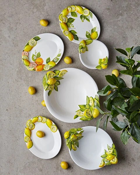Beyaz Seramik Servis Tabağı 22X14 Cm Limoni Collection by Edelweiss Italy