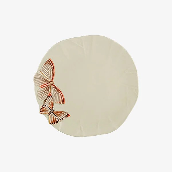 Beyaz Seramik Yemek Tabağı 28 Cm Cloudy Butterflies Collection by Bordallo Pinheiro