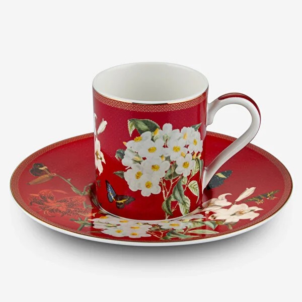 Kırmızı Porselen Kahve Fincan Seti 90 Ml Butterfly Walley Collection by Chiara Alessi