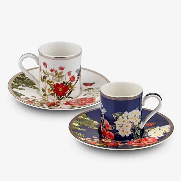 Lacivert Beyaz Porselen Kahve Fincan Seti 90 Ml Butterfly Walley Collection by Chiara Alessi