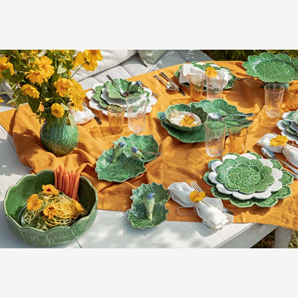 Yeşil Seramik Servis Tabağı 14 Cm Countryside Leaves Collection by Bordallo Pinheiro