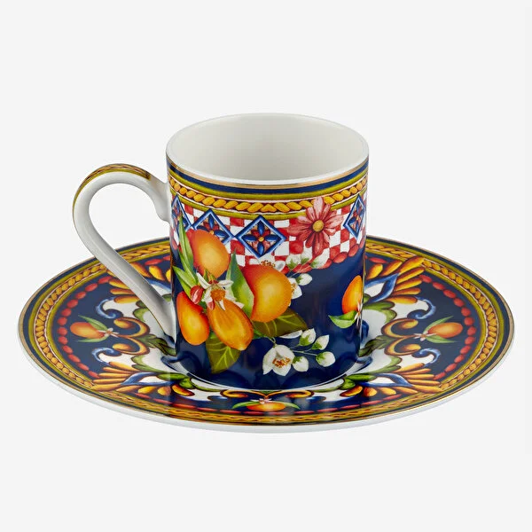 Mavi Porselen Kahve Fincan Seti 120 Ml Capri Collection by Chiara Alessi