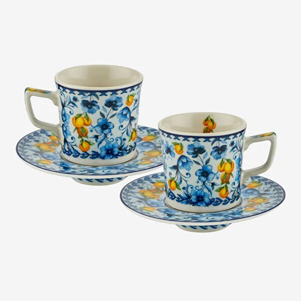 Mavi Porselen Kahve Fincan Seti 120 Ml Arancia Collection by Chiara Alessi